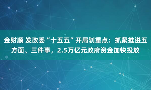 金财顺 发改委“十五五”开局划重点：抓紧推进五方面、三件事，2.5万亿元政府资金加快投放